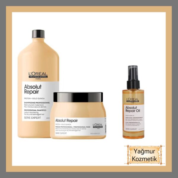 L'oreal Professionnel Absolut Repair Shp 1L+Repair Maske 500 ml+Repair Oil 90ml
